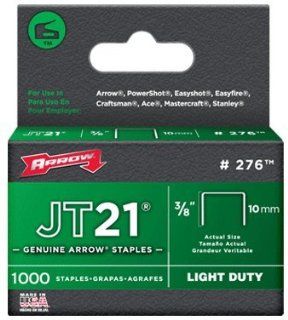 Arrow Fastener 276 JT21 3/8" Flat Crown Light Duty Staples 1000 per Package   Hardware Staples  
