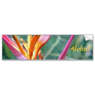 Enhanced Hawaiian Heliconia Flower Bumper Stickers