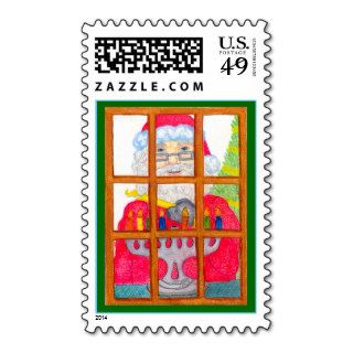Santa Lighting Menorah Stamp