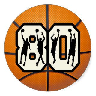Number 80 Basketball Sticker
