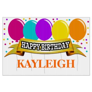 Orange/Brights Name Personalized Happy Birthday Lawn Signs