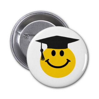 Graduate Smiley face with graduation hat Pinback Button