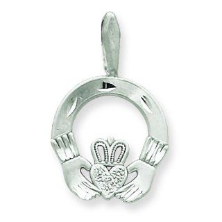 14K White Gold Claddagh Pendant Charm FindingKing: Jewelry