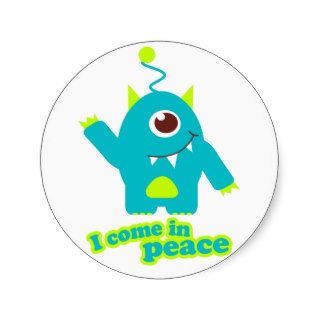 I come in peace kids alien sticker