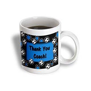 3dRose Thank You Coach Black and Blue Ceramic Mug, 15 Ounce: Kitchen & Dining