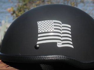 US Flag in WHITE reflective helmet decal   3" x 2 1/4"   die cut vinyl decal / sticker for window, truck, car, laptop, etc: Automotive