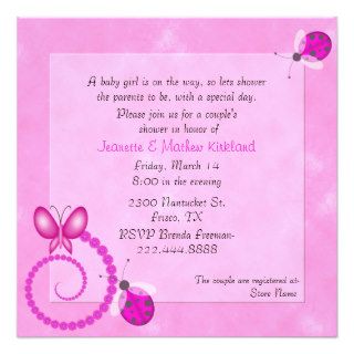 Pink Bugs Couple's Baby Shower Invitation