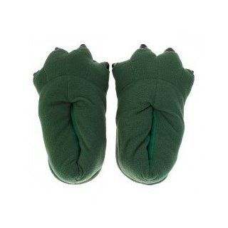 One Size : Dinosaur Godzilla Monster Feet Adult Plush Slippers   Green: Shoes