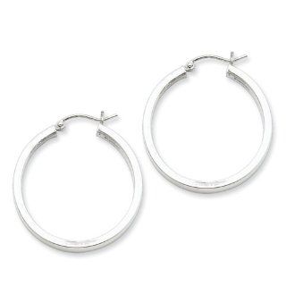 Sterling Silver Rhodium plated Square Tube Hoop Earrings Cyber Monday Special: Jewelry