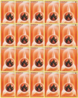 20 Basic Fire Energy Pokemon Cards (XY/Black and White Series Design, Unnumbered) [Red Type]: Toys & Games