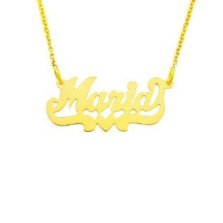 14YLee301H 14 K/Y Gold 1" Baby size Personalized High Polished Heart Tail Name Necklace: Jewelry