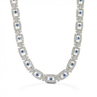 Bling Jewelry Sapphire Color Clear CZ Art Deco Tennis Necklace Gatsby Inspired: Pendant Necklaces: Jewelry