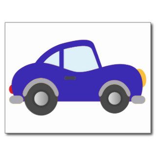 Blue Cartoon Coupe Car Postcards