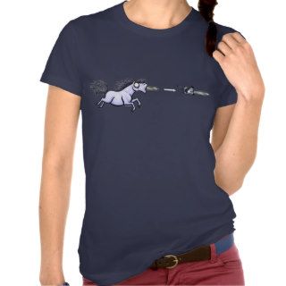 Women's Pony Shooting Chainsaws out of its Mouth T shirts
