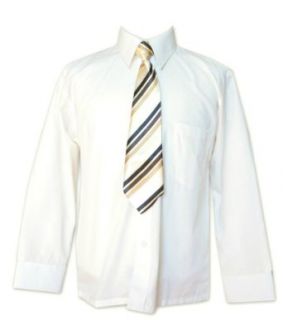 Ivory Button Down Dress Shirt with Tie and handkerchief pocket square sizes 2T   7 Clothing