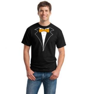 Classic Black Tuxedo T Shirt with Orange Tie at  Mens Clothing store