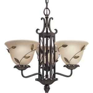 Progress Lighting Eden Collection 3 Light Forged Bronze Chandelier P4022 77