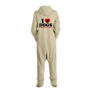 Artsmith, Inc. Adult Footed Pajamas I Love Dogs It's Humans That Annoy Me Heart and Paw Print: Novelty T Shirts: Clothing
