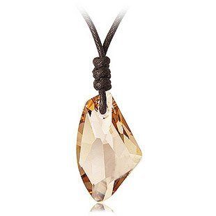 Golden Galactic Cut Swarovski Crystal Pendant Necklace on Cord: Jewelry