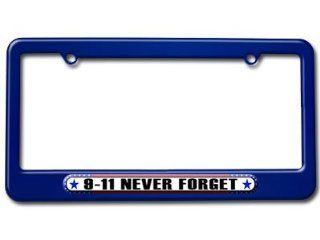 9 11 Never Forget   September 11 USA America Flag License Plate Tag Frame   Color Blue: Automotive