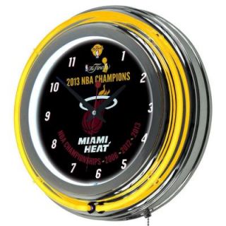 Trademark 14 in. Miami Heat NBA Champions Chrome Double Ring Neon Wall Clock NBA1400 MH 2013