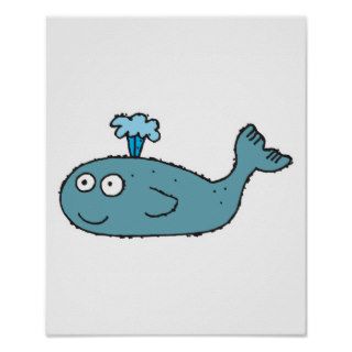 silly cartoon whale print