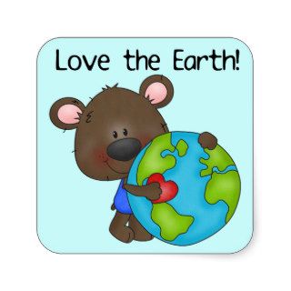 Bear Love the Earth Square Sticker