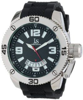 Joshua & Sons Men's JS54SS Silver Tone and Black Sport Strap Watch: Watches