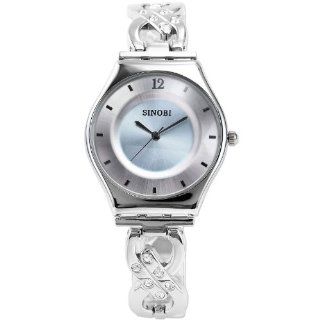SINOBI Vogue Crystal Lady Women Blue Dial Bracelet Ultra thin Case Quartz Dress Watch SNB050: Watches