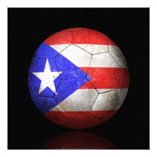 Worn Puerto Rican Flag Football Soccer Ball Invitations