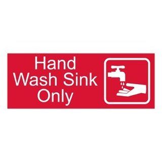 Hand Wash Sink Only Engraved Sign EGRE 372 SYM WHTonRed Hand Washing : Business And Store Signs : Office Products