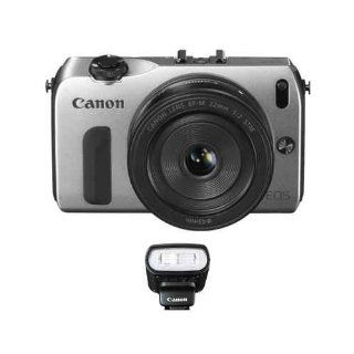 Canon EOS M Mirrorless Digital Camera with EF M STM 22mm Lens and 90EX Flash (Silver)  Point And Shoot Digital Cameras  Camera & Photo