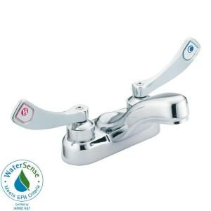 MOEN M Dura 4 in. 2 Handle Bathroom Faucet in Chrome with Drain Assembly 8217