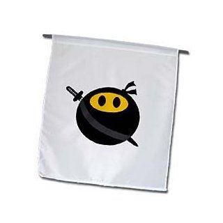3dRose fl_123167_1 Ninja Smiley Face Funny Masked Yellow Happy Face Garden Flag, 12 by 18 Inch : Outdoor Flags : Patio, Lawn & Garden