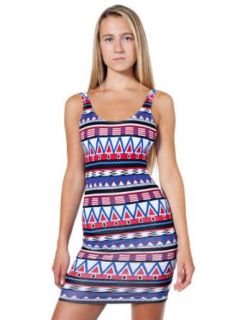 American Apparel Printed Cotton Spandex Jersey Scoop Back Tank Dress   Russian Circus / S