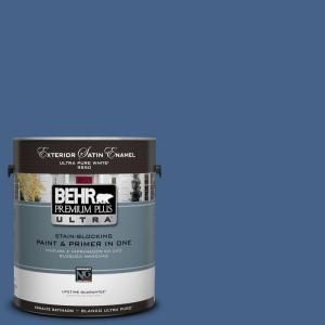 BEHR Premium Plus Ultra 1 Gal. #UL240 21 Mosaic Blue Satin Enamel Exterior Paint 985301