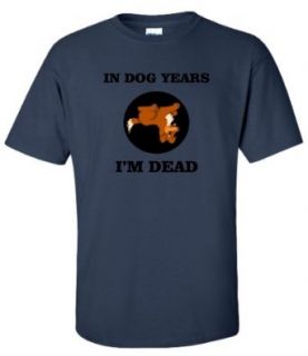 Adult Navy Blue In Dog Years I'm Dead T Shirt   S Novelty T Shirts Clothing