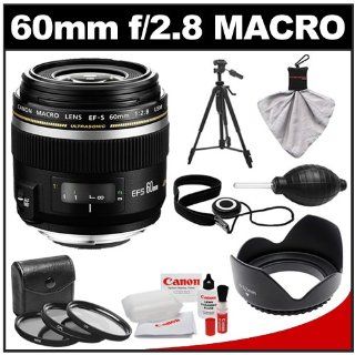 Canon EF S 60mm f/2.8 Macro USM Lens with 3 UV/CPL/ND8 Filters + Lens Hood + Tripod + Kit for EOS 6D, 70D, 5D Mark II III, Rebel T3, T3i, T4i, T5, T5i, SL1 DSLR Cameras  Camera Lenses  Camera & Photo
