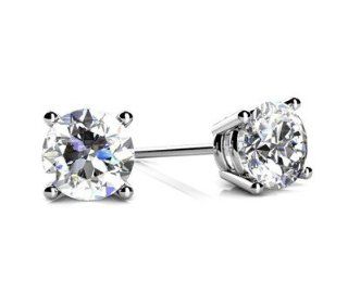 0.22 Carat Round Solitaire Diamond Stud Earrings 14K White Gold D E VS2 SI1: Jewelry
