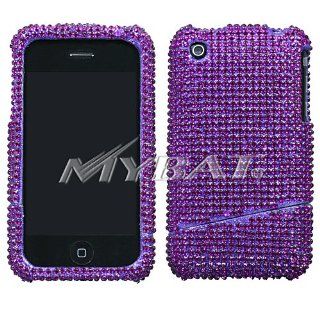 Apple iPhone 3G 3G S Cell Phone Full Purple Slash Crystal Diamonds Bling Protective Case Cover: Cell Phones & Accessories