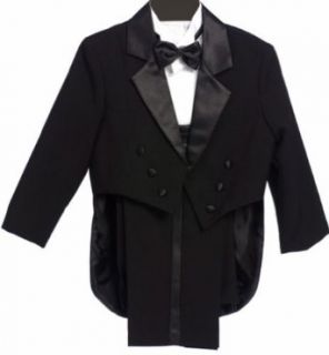 Classykidzshop Formal Black Tuxedo with Tail Cummerbund Bowtie Suit (Baby   20T): Clothing