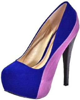 Qupid Penelope 44X Royal Blue Velvet Women Platform Pumps, 9 M US: Shoes
