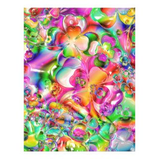 cool colourful bright flowers hearts background customized letterhead