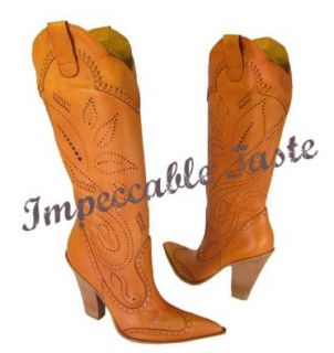 BCBGirls Niche Ginger Western Leather Cowboy Boots (7 M): Shoes