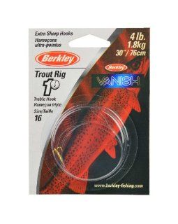 BerkleyTRV4T16 Vanish Fluorocarbon Trout Rig with Treble Hook and 4 Pounds Line Test, Size 16 : Fishing Bait Rigs : Sports & Outdoors
