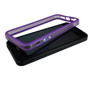Elonbo Purple NEW Metal Button Center Clear Soft Silicone Bumper Frame Cover for Apple iPhone 5 5G F7B: Cell Phones & Accessories