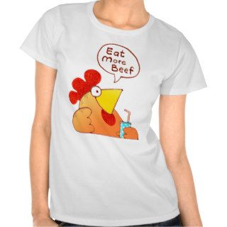 Cartoon Chicken Shirt  Chicken Eat Beef T Shirt