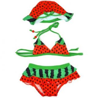 Finejo Girl's Watermelon Swimming Suit 4T Red: Fashion Bikini Sets: Clothing