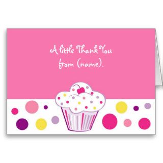 Cupcake Cherry Birthday Thank You Note Cards
