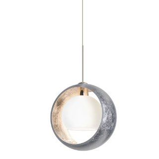 Besa Lighting 1XC 4293SS LED SN Pogo 1 Light LED Mini Pendant with Silver and Inner Silver Glass Shade, Satin Nickel   Ceiling Pendant Fixtures  